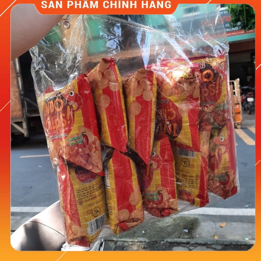 Bịch 10 Gói Bim Bim Snack Bánh Phồng Tôm Hương Vị Cay Oishi 14/16g-Ăn Vặt Sumo Snack