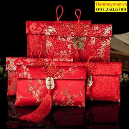 Bao Lì Xì Vải Gấm Nhiều Hoa Văn Cao Cấp Cưới Hỏi, Nạp Tài,Ngày Tết