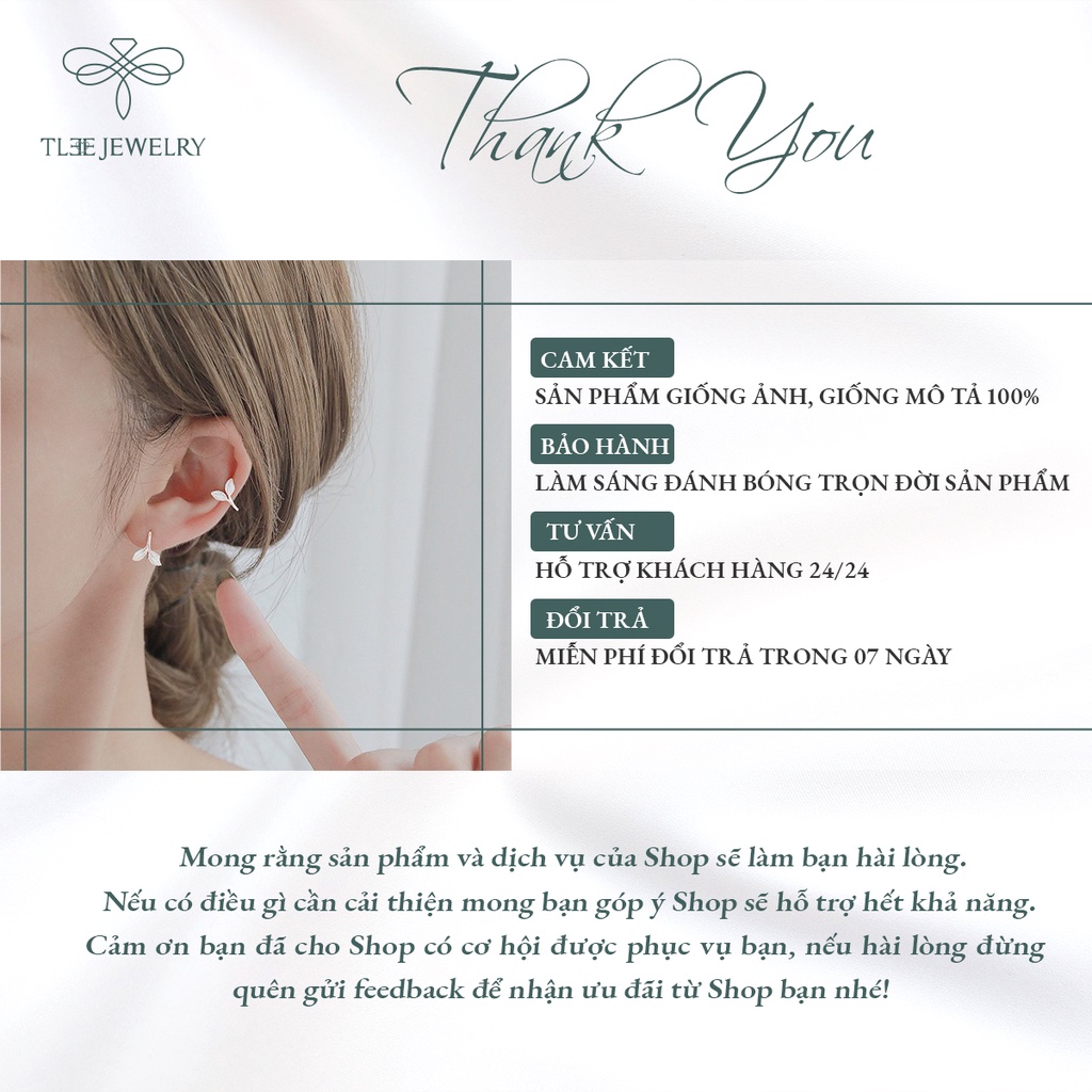 Khuyên tai bạc nữ TLEE lá ổi cá tính đơn giản NCJ B0163