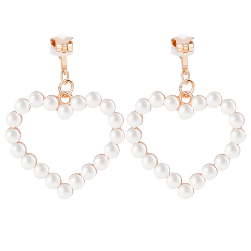 Đôi bông tai hình trái tim đính ngọc trai giả thời trang xinh xắn cho nữ