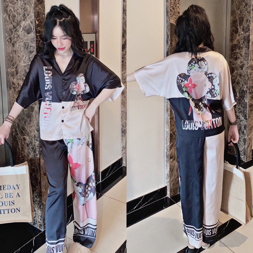 [ƯU ĐÃI T12] Đồ bộ pyjamas cổ sơmi tay ngắn quần dài LỤA Satin/Latin-đồ ngủ nữ mẫu mới 2021 | BigBuy360 - bigbuy360.vn