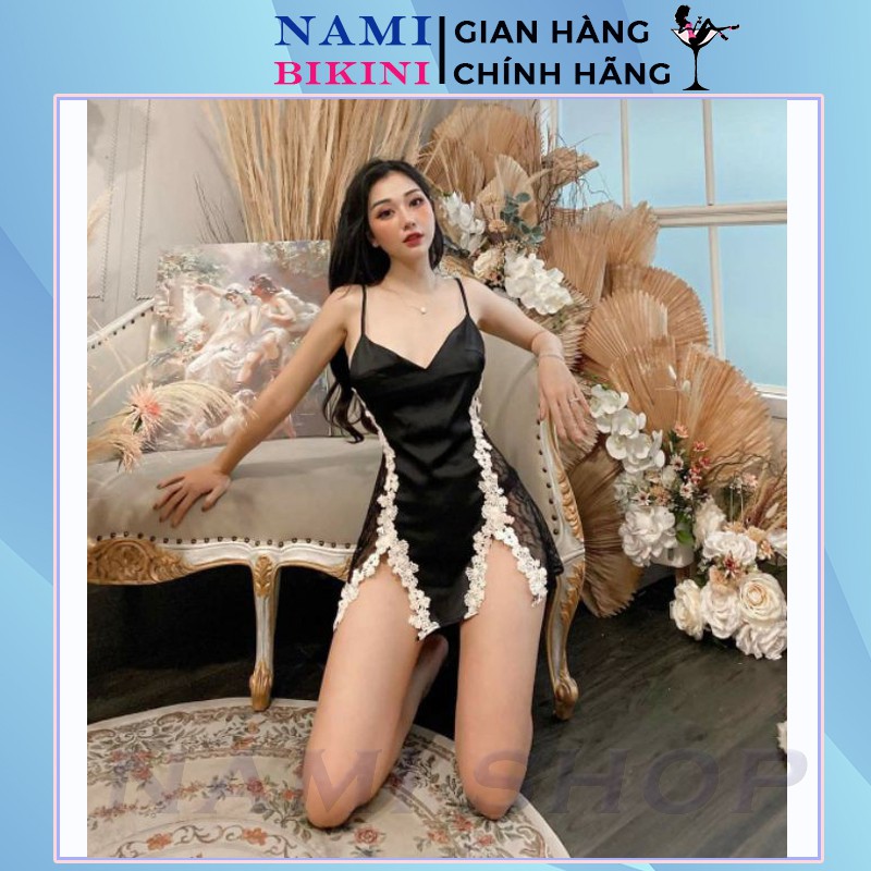 Váy ngủ lụa Satin gợi cảm kèm quần lọt khe đầm ngủ chất siêu mát tôn dáng váy 2 dây cao cấp Nami | WebRaoVat - webraovat.net.vn