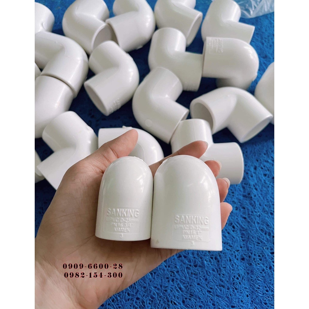 SANKING co vuông, cút vuông, co chữ L, co góc 90 độ PVC 20mm 25mm 32mm 40mm trắng/đen