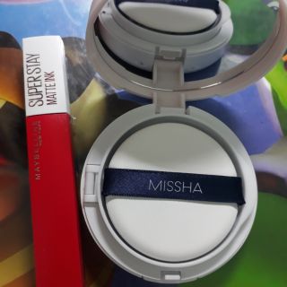 Compo hộp phấn nước missha + son kem maybelline