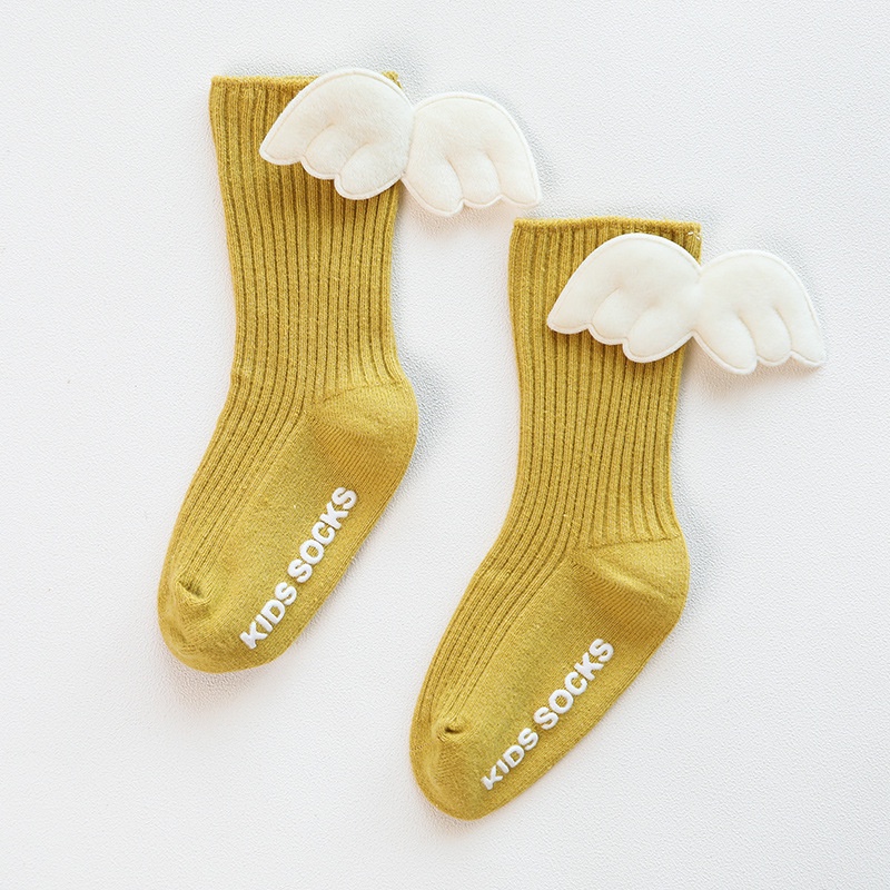 Vớ Cotton Mềm Cao Tới Gối Chống Trượt Hình Đôi Cánh Dễ Thương Cho Bé Sơ Sinh 0-3 Tuổi