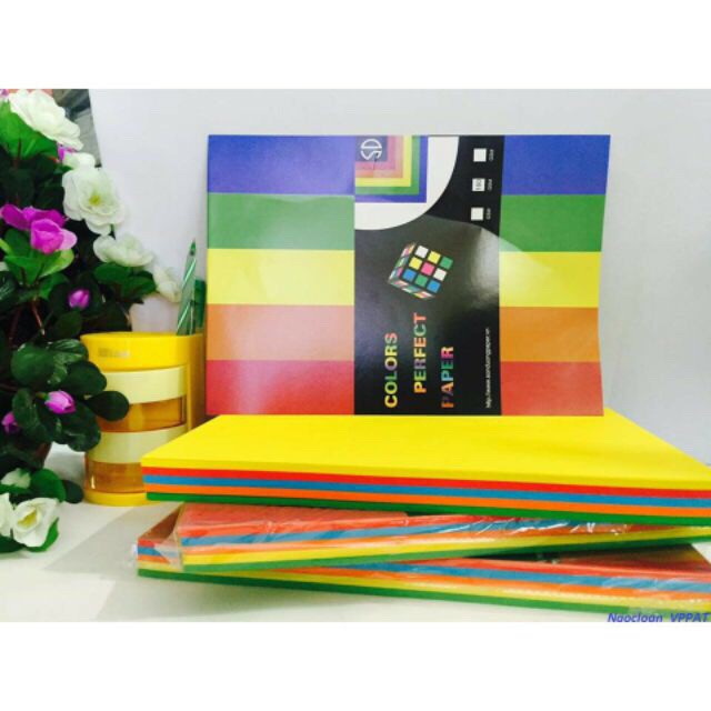 Giấy bìa màu A4,,Bìa màu trộn mix 5 màu ĐL 180gsm