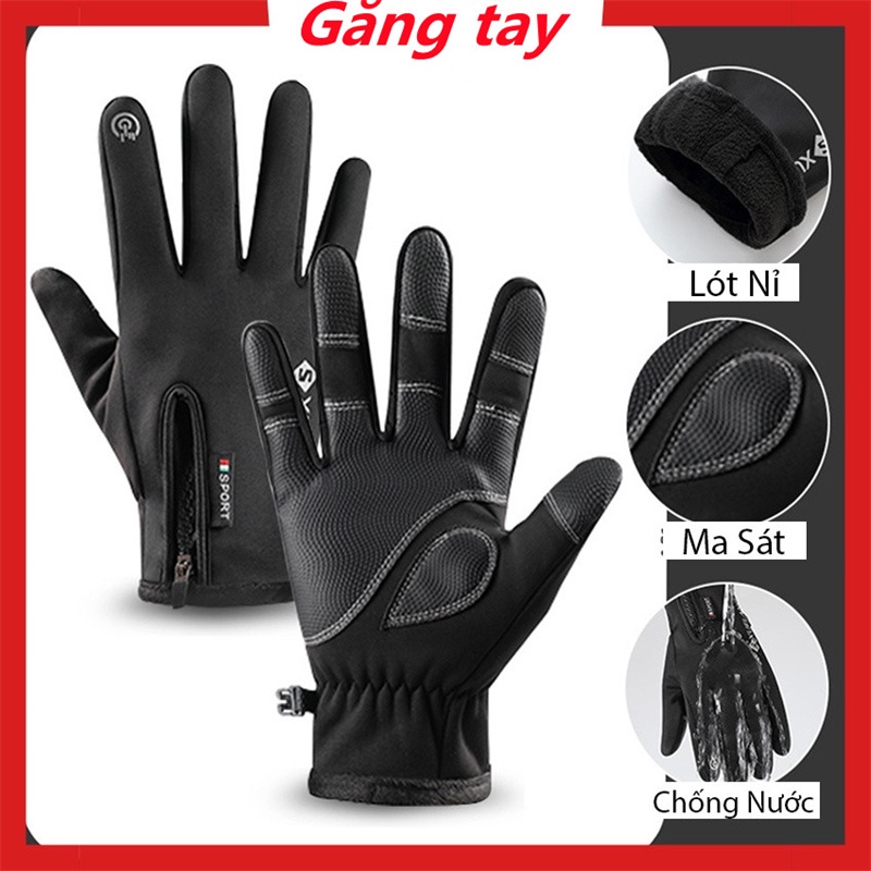 Găng tay giữ ấm mùa đông chống gió  Bao tay đi xe máy lót nỉ cho nam nữ,đi phượt chống gió,chống nắng,bảo hộ