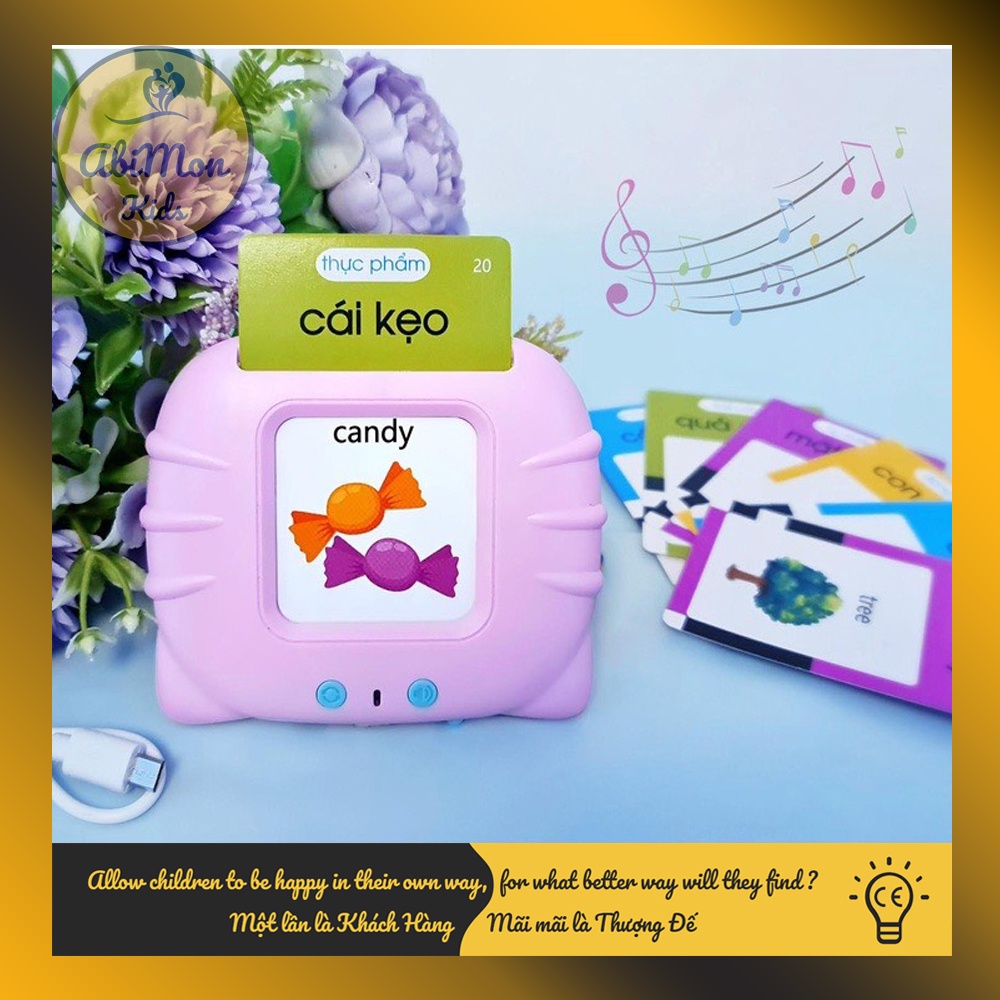 Máy Đọc Thẻ Từ Vựng Anh - Việt Cho Bé (224 từ - sạc pin) ☘️ Montessori ✨ (Đồ chơi Giáo Dục - An toàn - Thông minh)