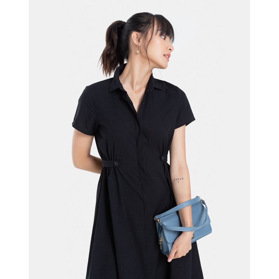 Đầm Midi JUNO Tay Ngắn Kiểu Dáng Chít Eo JNDLU003