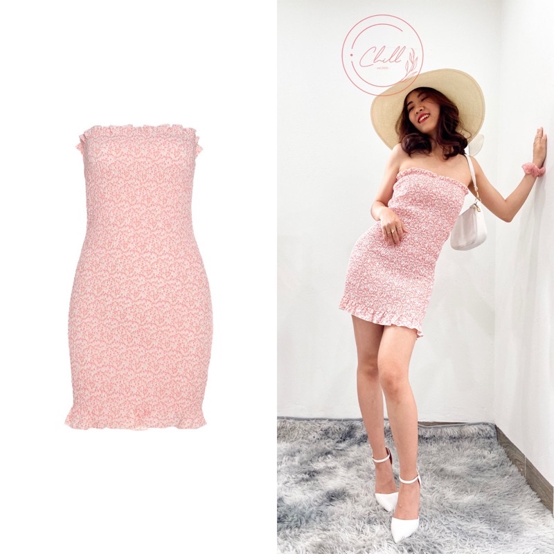 Đầm quây bodycon hoa nhí chất liệu chiffon mềm mại phong cách thanh lịch trẻ trung nữ tính