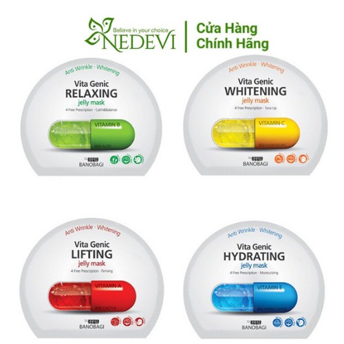Hộp 10 Mask Mặt Nạ Giấy Banobagi Viên Thuốc Vita Genic Jelly Mask Hàn Quốc - NEDEVI Chính Hãng