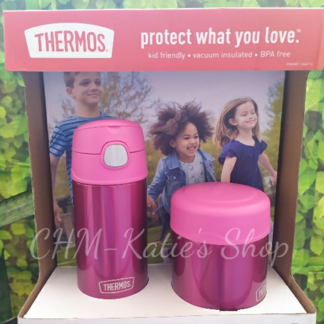 Set bình giữ nhiệt Thermos Kids đựng nước, ủ cháo canh