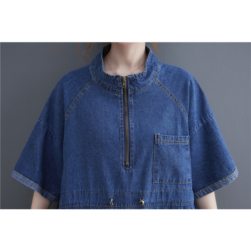 A316 váy bigsize freesize váy jean cổ đứng cá tính phong cách thời trang mẫu mới