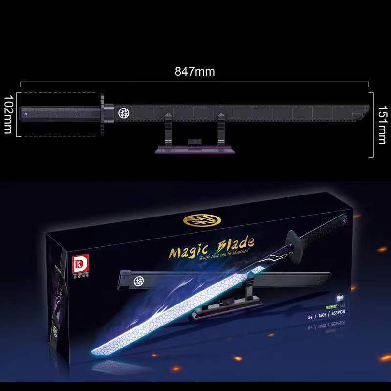 Mẫu Lắp Ráp mô hình DK1505 thanh kiếm Magic Knife Thousand Blade Purple Luminous Building Block Blade Weapon