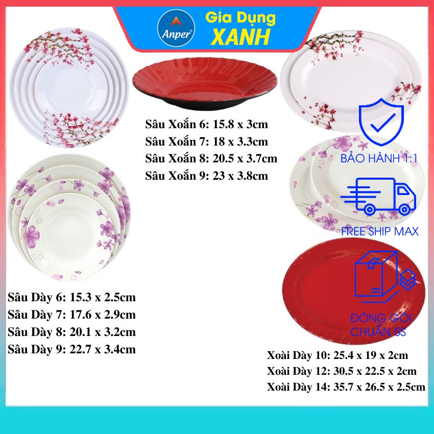 Đĩa dĩa nhựa melamine ANPER cao câp A5 dùng gia đình và nhà hàng sang trọng an toàn