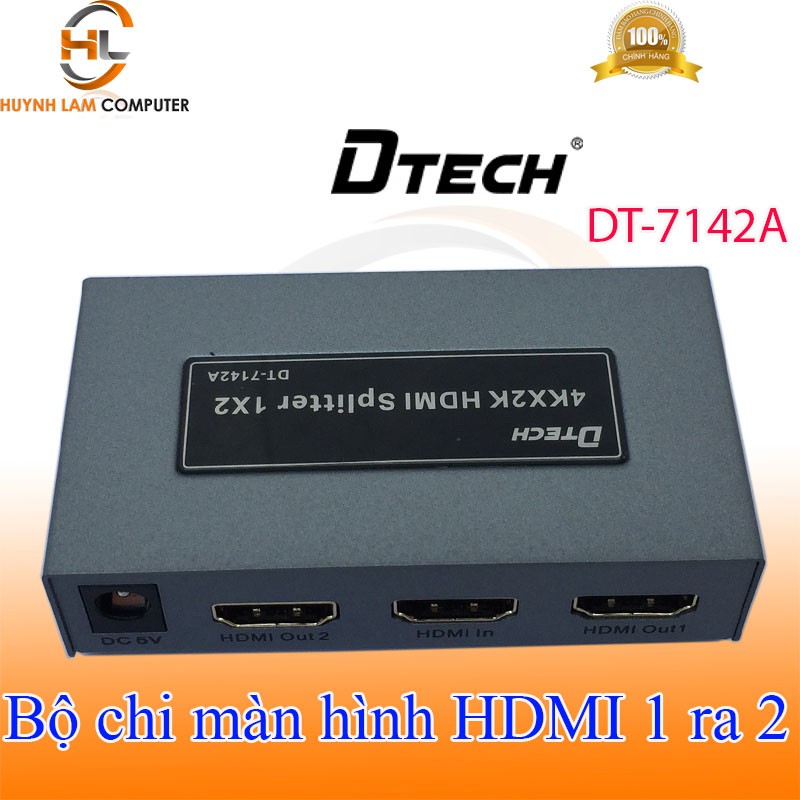 Bộ chia màn hình HDMI 1 ra 2 DTech DT7142A full HD hỗ trợ 4k*2k hãng phân phối