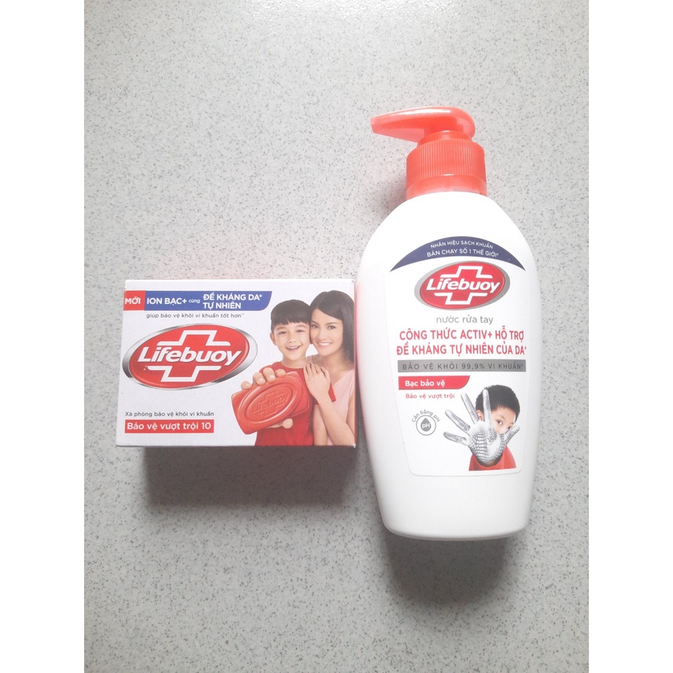 (Combo) xà bông cục 90g Lifebouy + 1 chai nước rửa tay lifebouy 180g