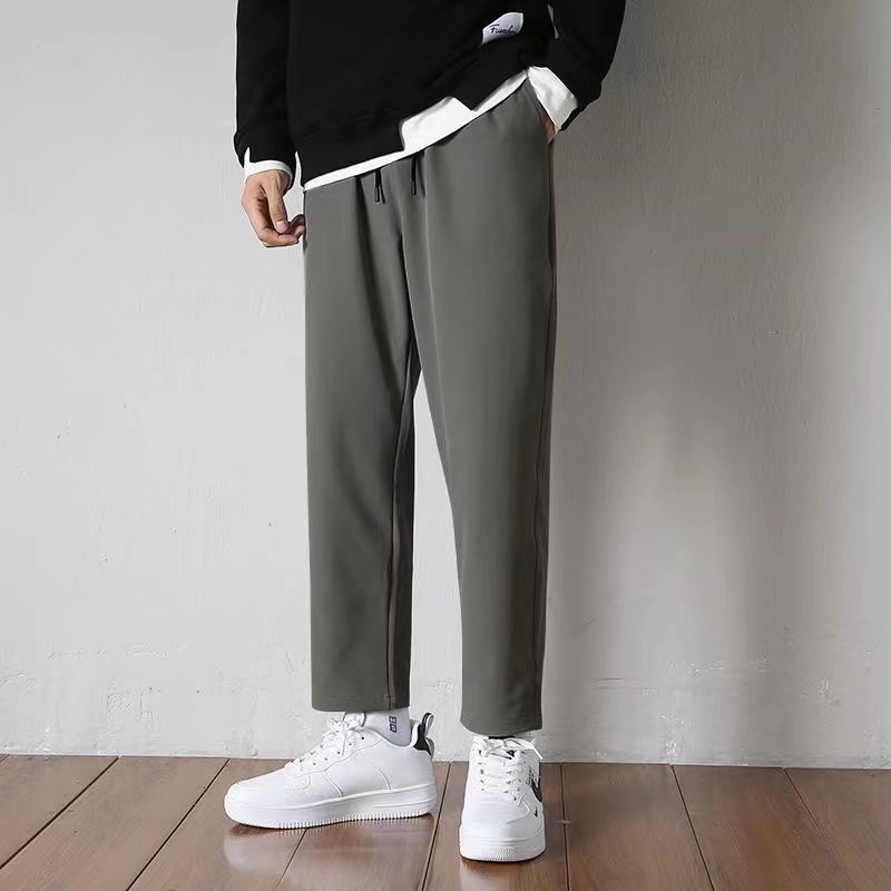 Quần Nam 4 Màu M-4XL Màu Trơn Quần Thẳng Ice Silk Quần Mùa Xuân Nam Quần Dài Phong Cách Hồng Kông Hợp Thời Trang Nam Quần Phù Hợp Với Quần Rời Hợp Thời Trang Quần Thể Thao ins
