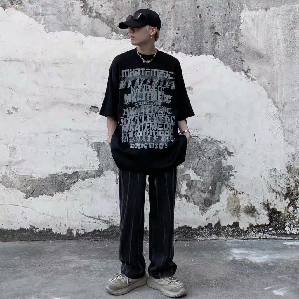 Áo Thun Tay Ngắn Dáng Rộng In Chữ Phong Cách Hip Hop Thời Trang Mùa Hè Cho Nam Size M-8XL 2021