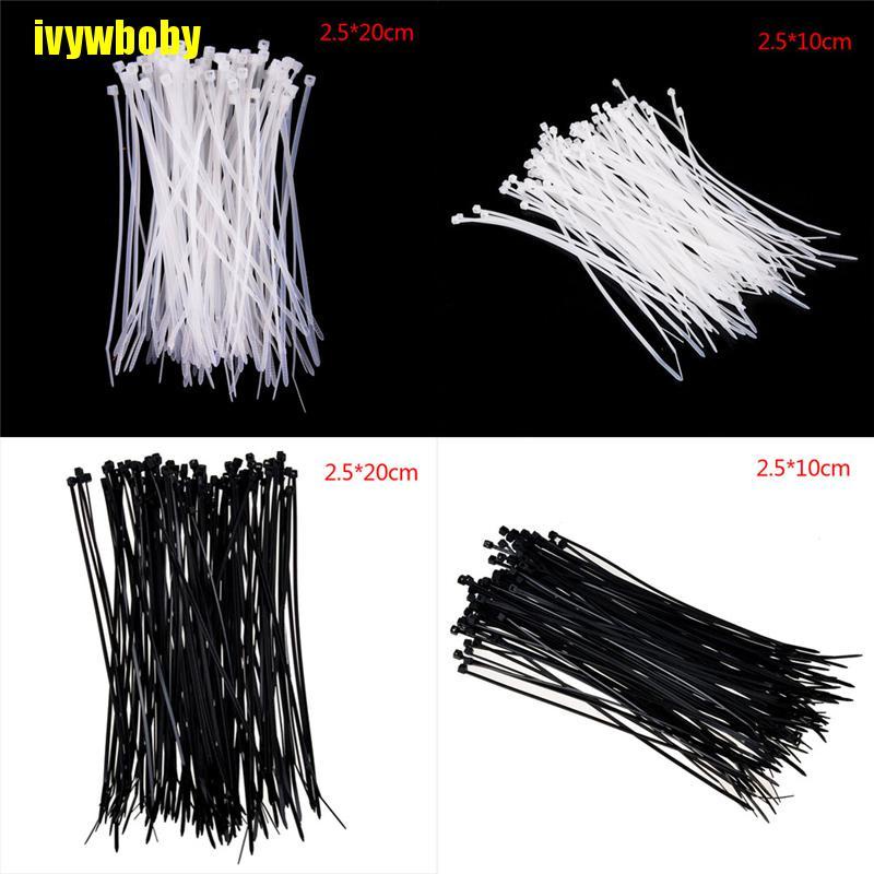 Bộ 100 dây rút nylon màu trắng đen tự khóa tiện dụng