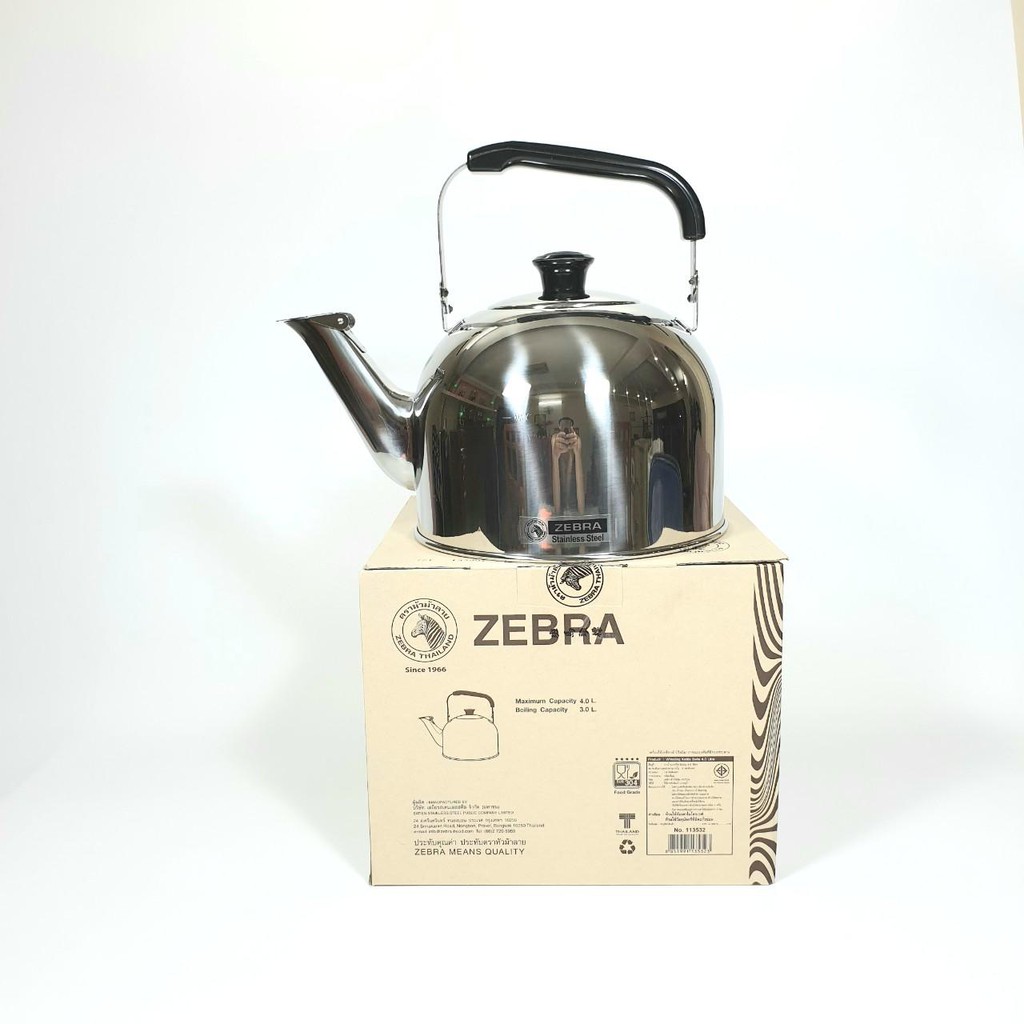 Ấm đun nước inox 304 Zebra Thái Lan Bella 4L-113532. có còi reo, dùng đc trên bếp từ hàng dày đẹp