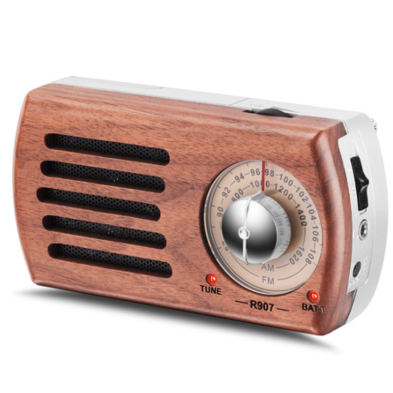 Retro Walnut Battery-Powered Radio, with the Best Reception Function, Headphone Jack, Walking and Traveling