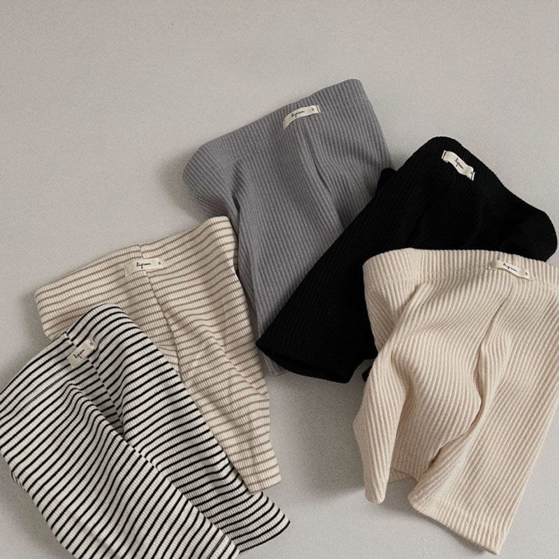 Quần Short Legging Cotton Họa Tiết Kẻ Sọc Phong Cách Hàn Quốc Thời Trang Mùa Hè Hàng Mới Dành Cho Bé Gái 0726