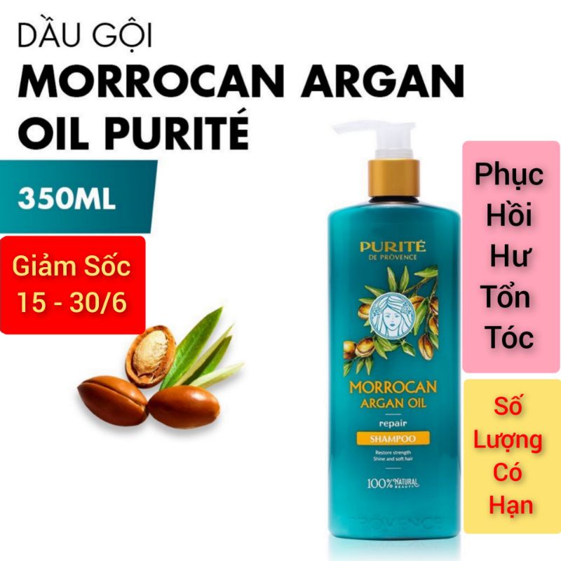 Dầu gội Purité Morrocan Argan Oil phục hồi tóc 350ml/chai