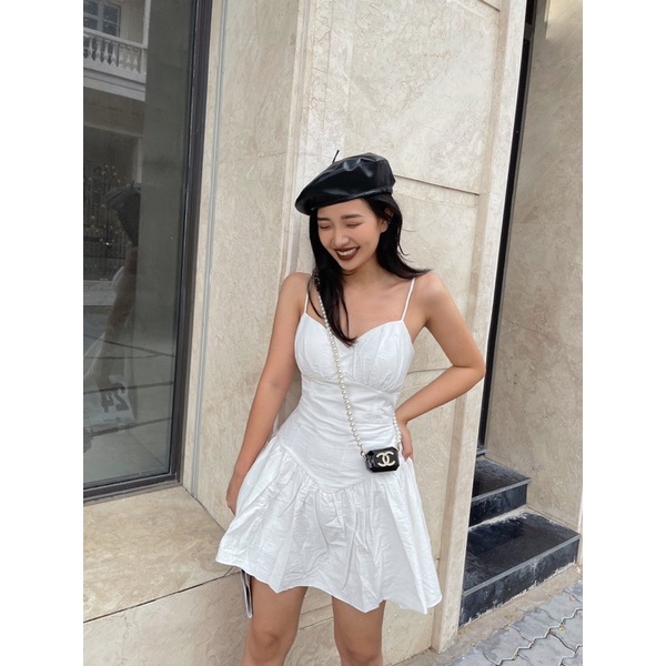 ( HÀNG CÓ SẴN ) Đầm Xoè Trắng 2 Dây Có Mút Ngực Phong Cách Nàng Thơ Amelie | BigBuy360 - bigbuy360.vn