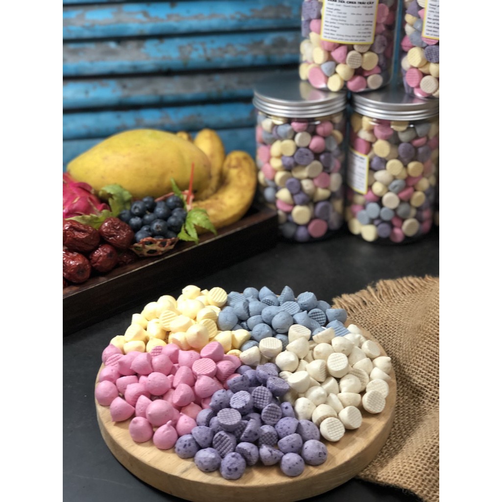 Bánh sữa chua khô vị hoa quả, đồ ăn dặm handmade cho bé , HSD 6 tháng, shop Mẹ Min