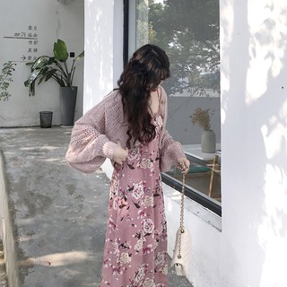ĐẦM DÂY + ÁO KHOÁC LEN ULZZANG