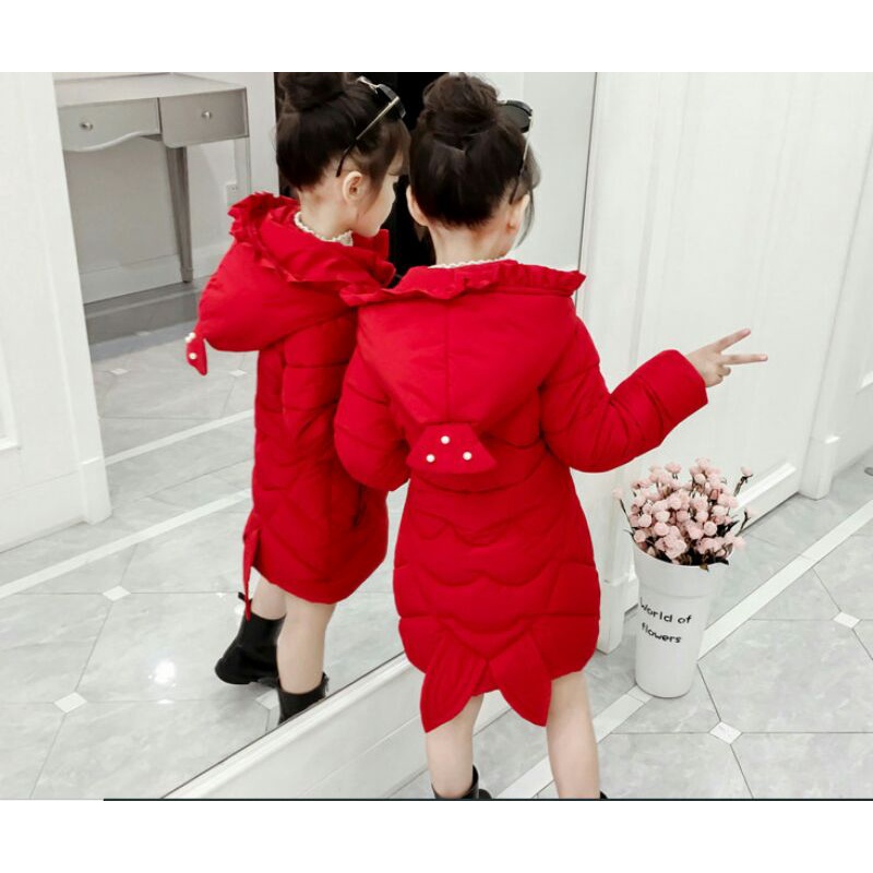 Áo phao dáng dài phong cách xứ Hàn bé gái