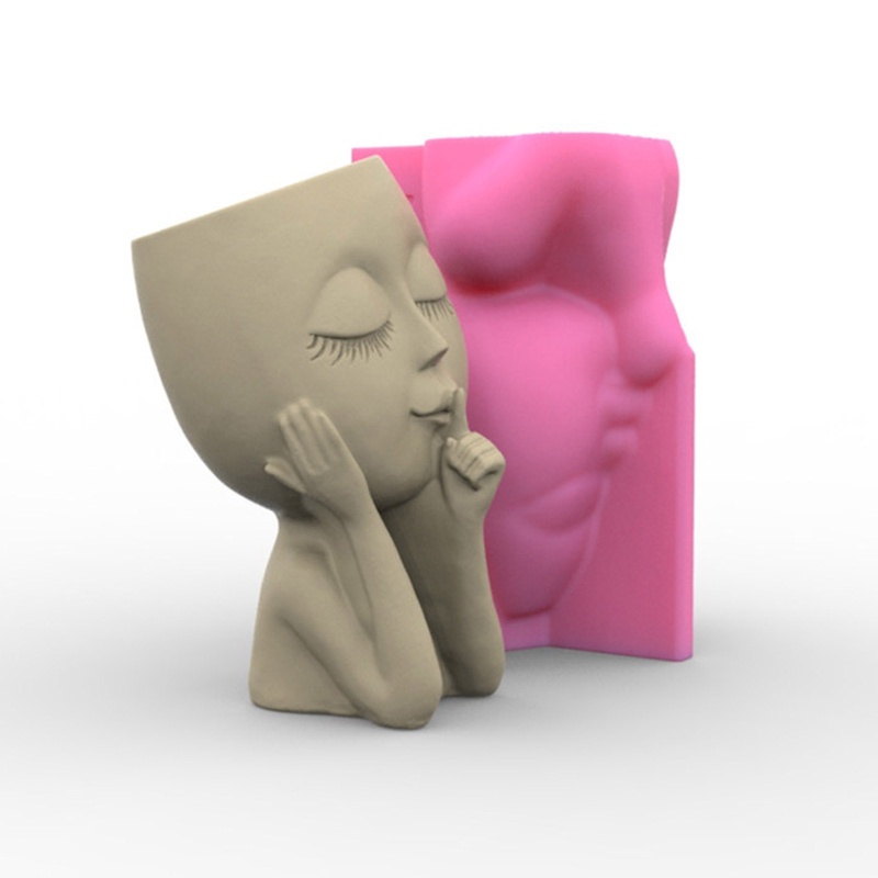 Khuôn Silicon Làm Chậu Hoa Hình Búp Bê Đầu To