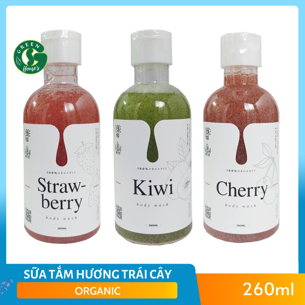 Sữa Tắm Tẩy Tế Bào Chết  Hương Thơm Trái Cây chiết xuất Kiwi/ Cherry/ Dâu Tây 260ml - ST001