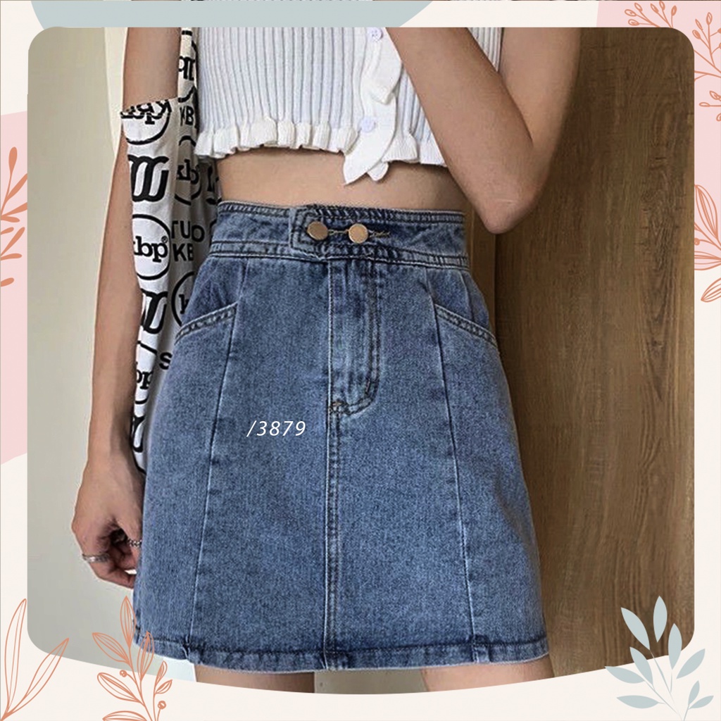 [Bigsize 58-90kg] Quần Váy Xanh Nhạt Thân Nối 3879, Lưng Cao, Co Giãn Mạnh, Có Quần Trong