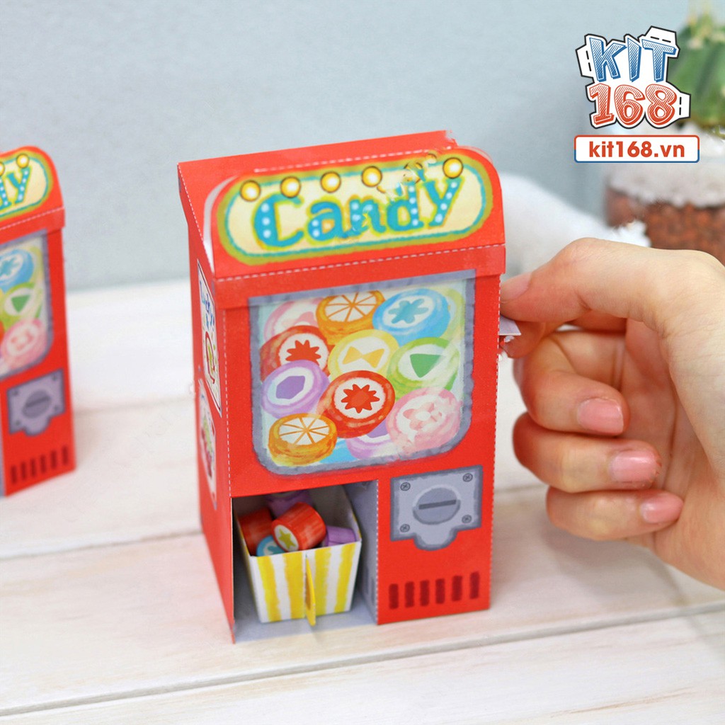 Mô hình giấy đồ vật đồ chơi Máy bán kẹo tự động