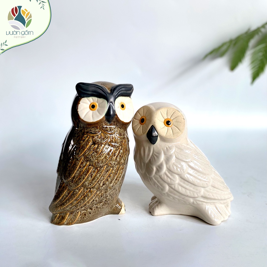 Tượng gốm cú mèo may mắn decor trang trí tiểu cảnh Vườn Gốm - The Garden