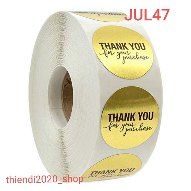 JUL47-STICKER-Tem chữ " Thank you" << Đ.KINH 2.5CM, 500TEM/CUON