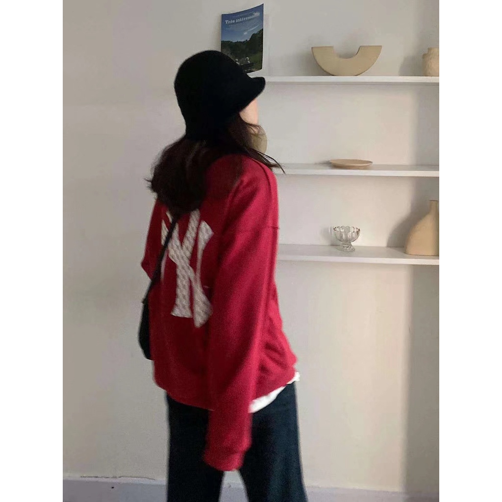 Áo sweater MLB Yankees cổ tròn in logo NY thời trang 2021