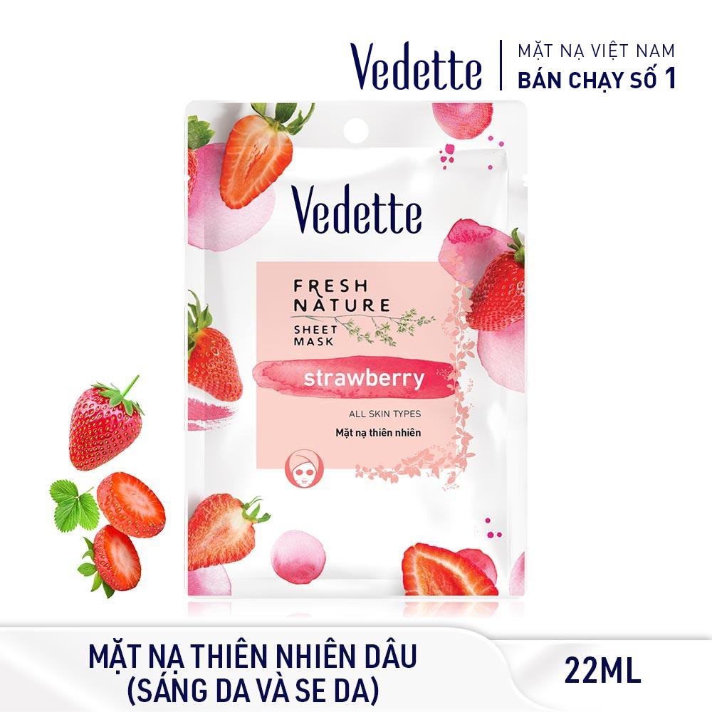 COMBO 12 MẶT NẠ GIẤY THIÊN NHIÊN 22ml VEDETTE - DƯỠNG SÁNG VÀ TRẺ HÓA LÀN DA - TPMY110