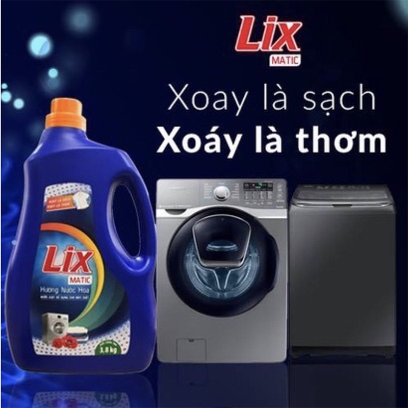 Nước giặt Lix Đậm Đặc Matic Hương Nước Hoa Chai 3.6Kg -Dùng cho giặt máy cửa trước