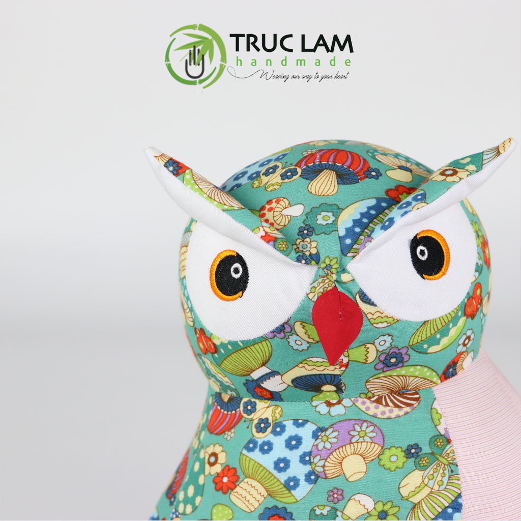 Đồ Chơi Cho Bé Thú Nhồi Bông Hình Cú Mèo Vải Hoa Bông Gòn Cao Cấp - Trúc Lâm Handmade