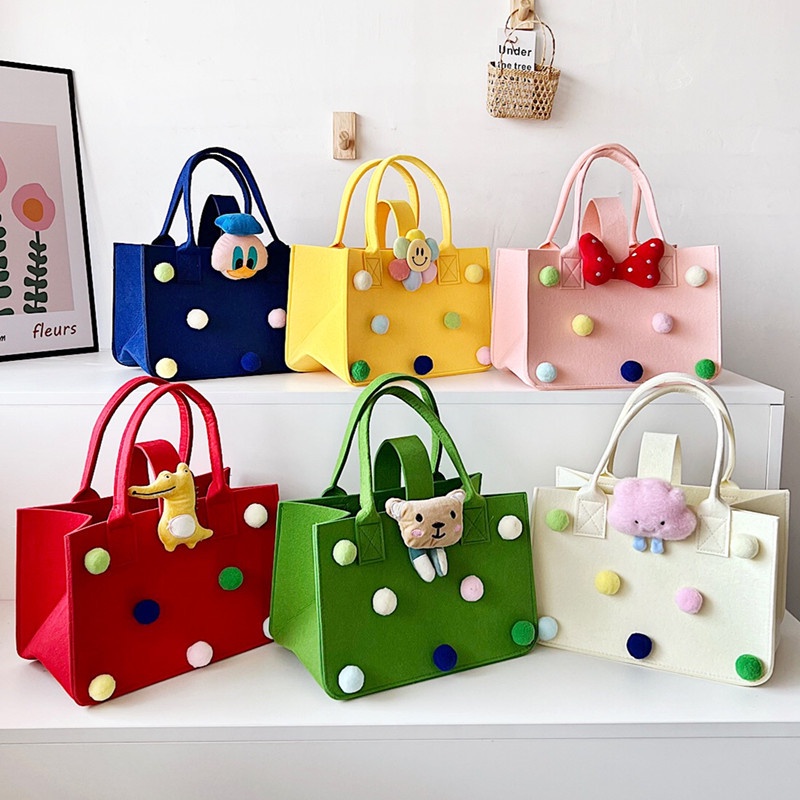 Túi Xách Mua Sắm Bằng Vải Nỉ Kích Cỡ Lớn Kiểu Dáng Dễ Thương Xinh Xắn