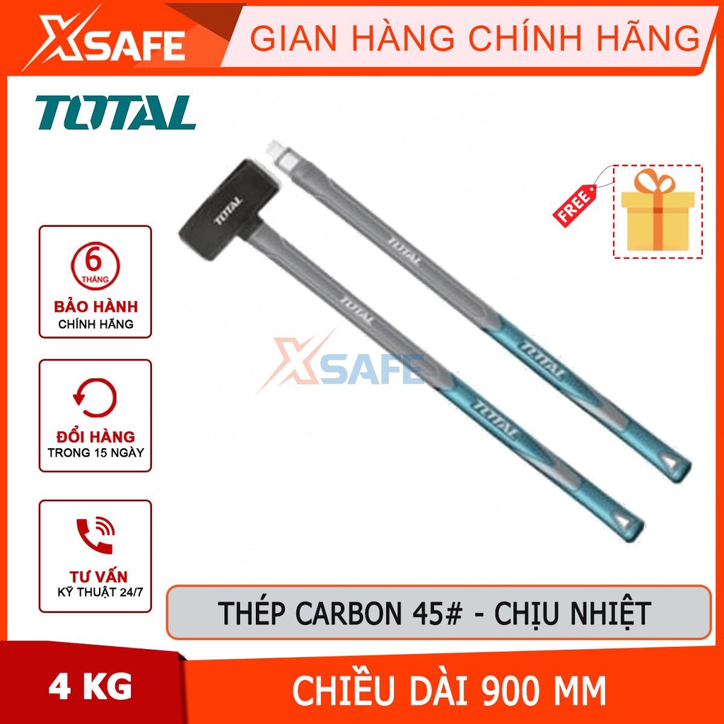 Búa tạ 4kg Total THT720416, chiều dài búa 900 mm, chất liệu thép carbon 45#, chịu nhiệt [CHÍNH HÃNG][XSAFE]