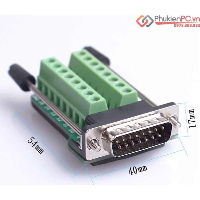 Combo đầu nối COM DB15 MALE, FEMALE bắt vít, không hàn. Bấm cáp COM máy CNC, lập trình, tạo cáp DB15 sang DB9 DB25 DB37