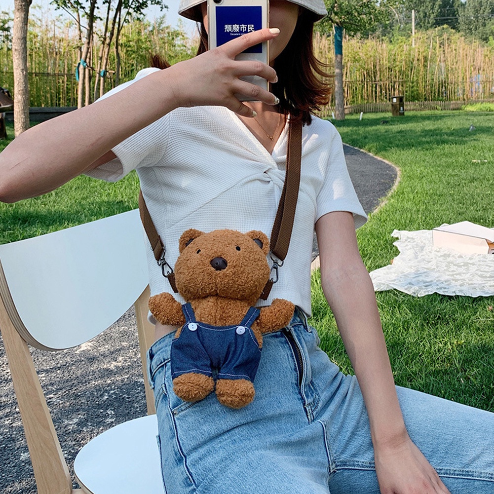 Dễ thương Túi gấu sang trọng điện thoại di động Túi nữ làn sóng mới Hàn Quốc phiên bản của Hoang Dã Net người nổi tiếng cô gái Vai Sứ Giả túi