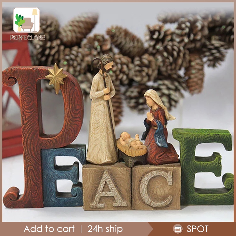 ✨Hàng sẵn sàng✨Christmas Nativity Scene Figures Resin Crafts Ornaments 24.5x16x5.2CM