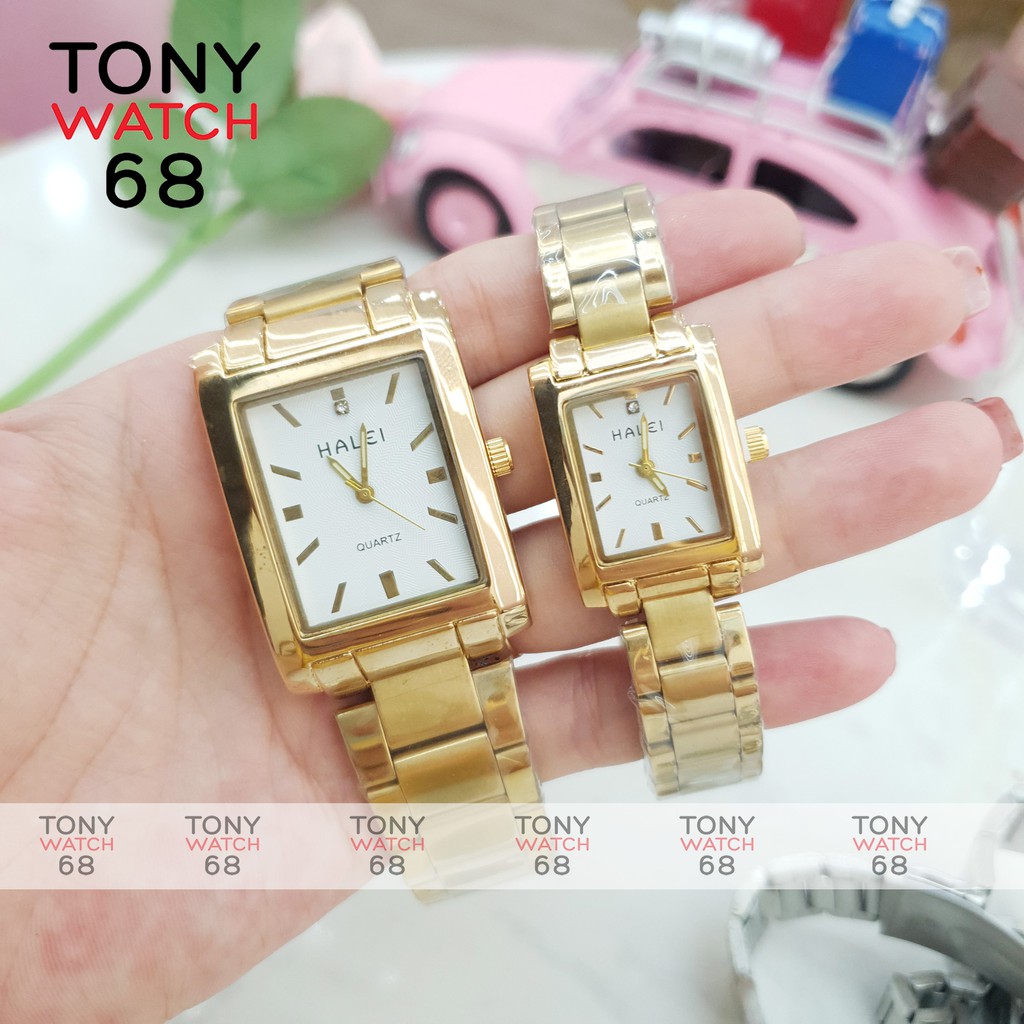 Đồng hồ cặp đôi nam nữ Halei mặt vuông dây kim loại không gỉ chính hãng chống nước tuyệt đối | BigBuy360 - bigbuy360.vn