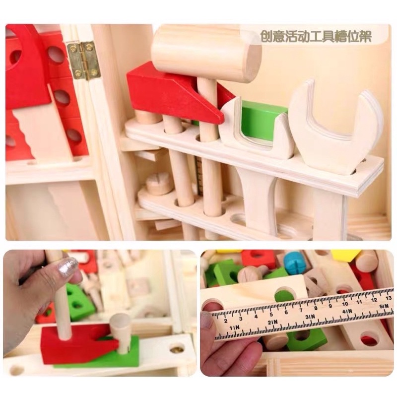 Đồ chơi hộp công cụ gỗ cho bé tập làm kỹ sư sửa chữa - tủ ốc vít