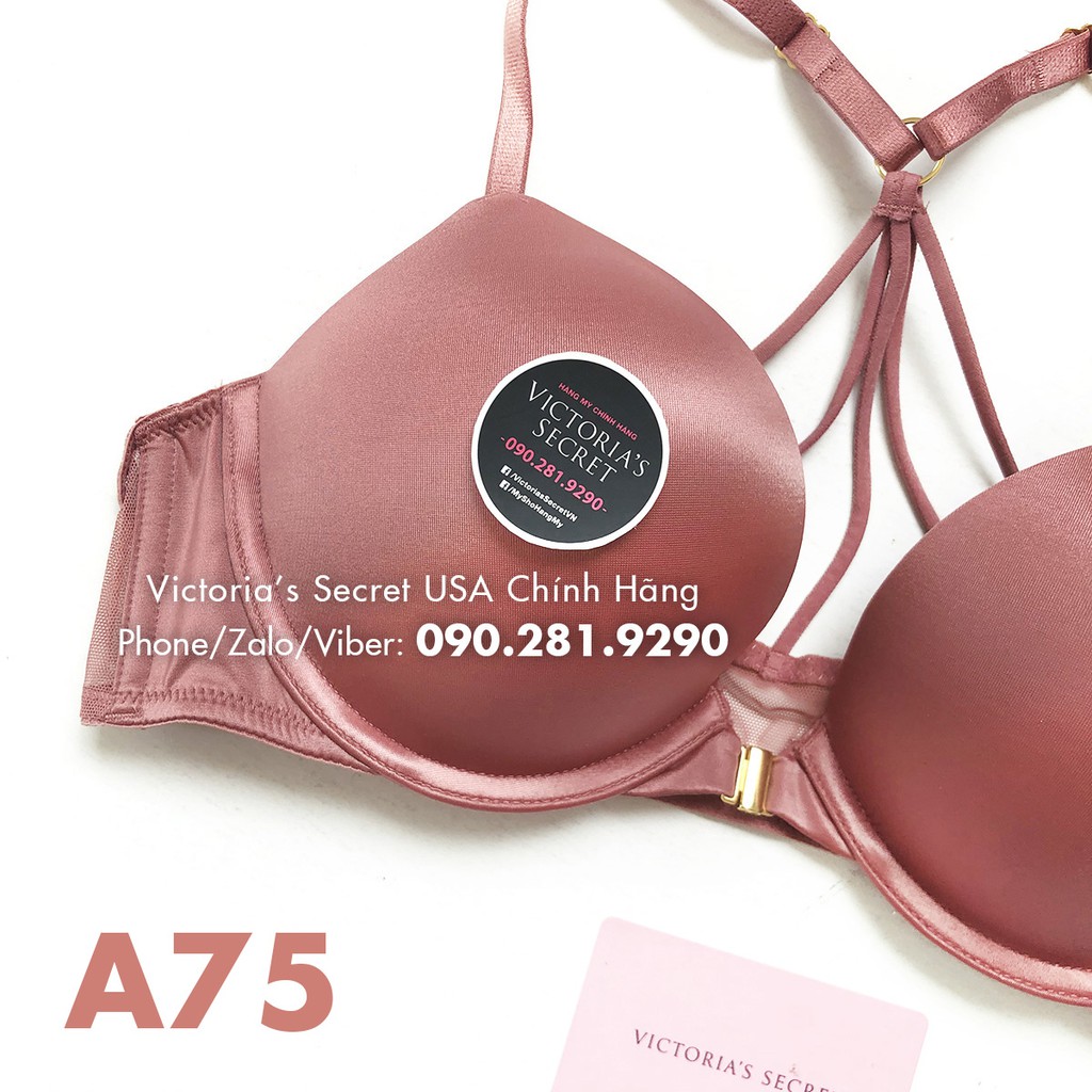 Vic USA 34A, A75 - Áo lót hồng đất  siêu nâng, Bombshell Add-2-cups, Withered Rose, Victoria's Secret USA